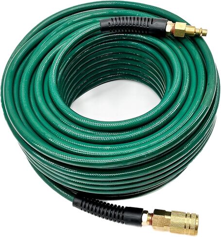 خرطوم هواء البولي يوريثان (PU) 3/8 بوصة في 100 قدم خفيفة الوزن ، مقاومة kink ، جميع الأحوال الجوية مع تركيبات الذكور 3/8 بوصة ، والقيود الأسود المنحني ، والأزرق الشفاف (100 قدم) in Kuwait