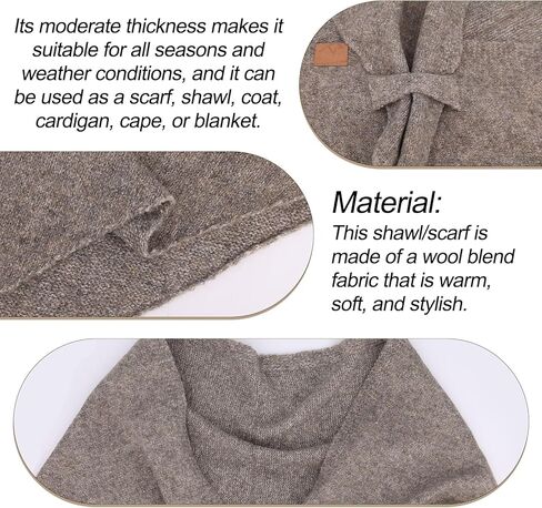 Pashmina Shawl Wraps for Women, Soft Wool Cashmere Shoulder Top Elegance Knitted Cardigan Cape Triangle Shawl Scarf (Khaki) in Saudi Arabia