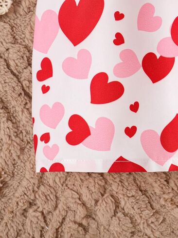 VARMILO Toddler Girls Dresses Long Sleeve A-Line Swing Heart Print Ruffle Sleeve Bowknot Party Valentine's Day Dress in Saudi Arabia