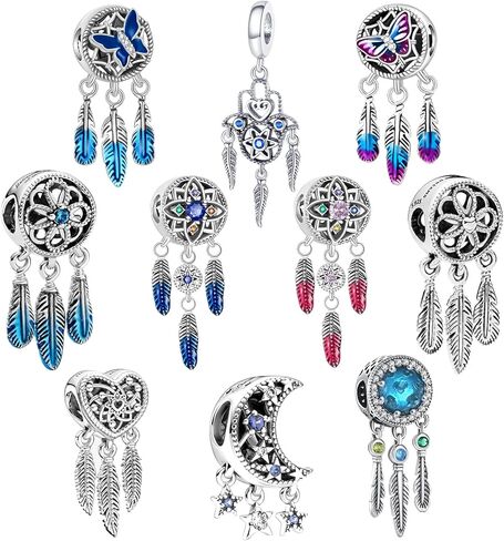10 Pack Charms Sets 925 Sterling Silver Charm Fits Women's Charm Bracelet & Necklace Are the Perfect Jewelry Gift for Women, Ideal for Christmas, Birthdays, Mother's Day, and Valentine's Day. in Saudi Arabia