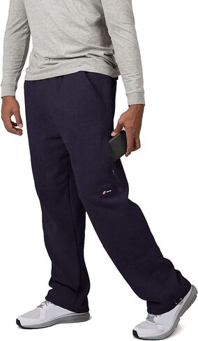 VIBES Men's Cargo Zipper Pocket Sweatpants Adjustable Bungee Cord Open Bottom in Kuwait