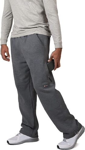 VIBES Men's Cargo Zipper Pocket Sweatpants Adjustable Bungee Cord Open Bottom in Kuwait