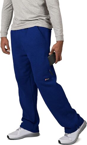 VIBES Men's Cargo Zipper Pocket Sweatpants Adjustable Bungee Cord Open Bottom in Kuwait
