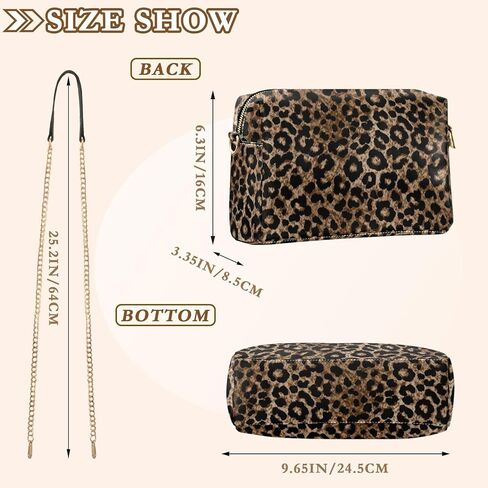 Leopard Crossbody Bags Purses for Women Brown Leather Handbag Shoulder Bag Wallets for Travel in Saudi Arabia