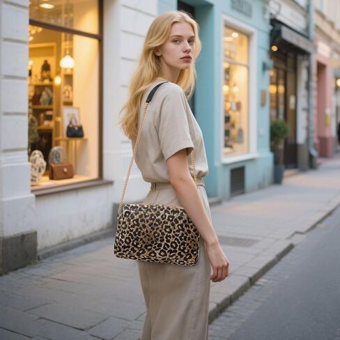Leopard Crossbody Bags Purses for Women Brown Leather Handbag Shoulder Bag Wallets for Travel in Saudi Arabia
