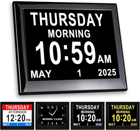 ساعة تقويم يومية رقمية من KASTISS لكبار السن، تذكير للأدوية قابل للبرمجة، ساعة رقمية مقاس 8 بوصات مع عرض كبير للتاريخ والأسبوع والوقت، للمكتب والمنزل (أبيض) in Kuwait