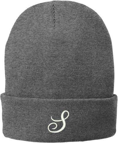 Trendy Apparel Shop Letter S Embroidered Winter Knitted Long Beanie in Saudi Arabia