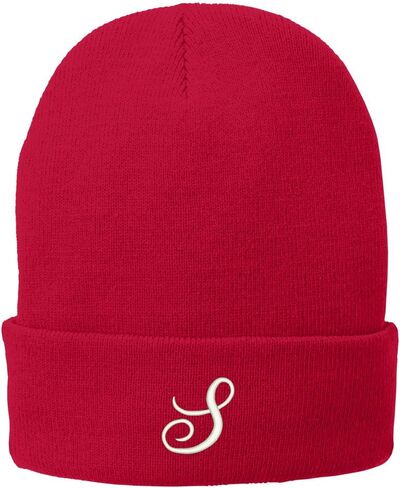 Trendy Apparel Shop Letter S Embroidered Winter Knitted Long Beanie in Saudi Arabia