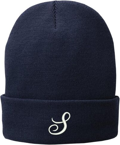 Trendy Apparel Shop Letter S Embroidered Winter Knitted Long Beanie in Saudi Arabia