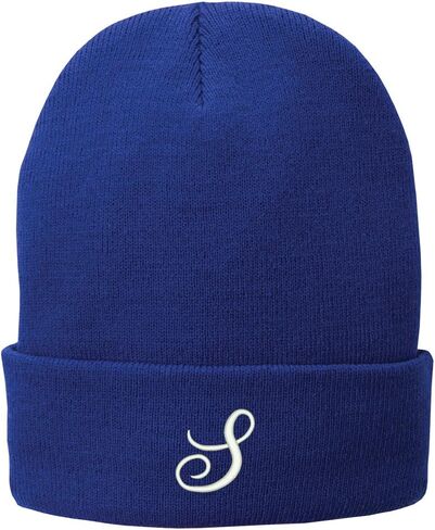 Trendy Apparel Shop Letter S Embroidered Winter Knitted Long Beanie in Saudi Arabia