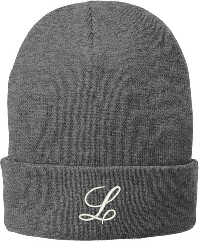 Trendy Apparel Shop Letter L Embroidered Winter Knitted Long Beanie in Saudi Arabia