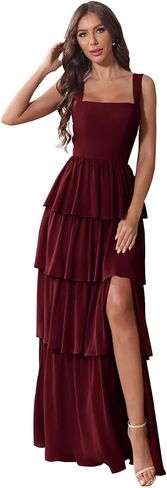 Chiffon Tiered Bridesmaid Dresses for Women Corset Tiered Formal Evening Pleated Wedding Guest Gown in Saudi Arabia