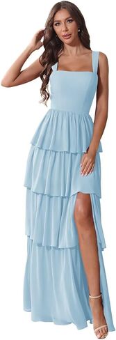 Chiffon Tiered Bridesmaid Dresses for Women Corset Tiered Formal Evening Pleated Wedding Guest Gown in Saudi Arabia