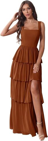 Chiffon Tiered Bridesmaid Dresses for Women Corset Tiered Formal Evening Pleated Wedding Guest Gown in Saudi Arabia