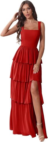 Chiffon Tiered Bridesmaid Dresses for Women Corset Tiered Formal Evening Pleated Wedding Guest Gown in Saudi Arabia