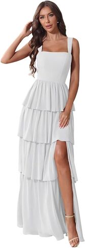 Chiffon Tiered Bridesmaid Dresses for Women Corset Tiered Formal Evening Pleated Wedding Guest Gown in Saudi Arabia