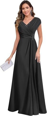 الدانتيل زين الشيفون أم العروس فساتين لحضور حفل زفاف الأكمام كاب مطوي ألف خط فساتين السهرة الرسمية in Kuwait