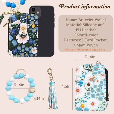 Womens Boho Beaded Wallet Keychain, Wristlet Keychain Card Holder Small Purse Gifts for Women in Saudi Arabia