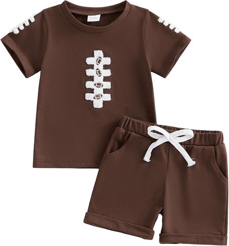 Giraropa Baby Boy Clothes Baseball Pattern Short Sleeve Infant Boy Outfits Striped Shorts Toddler Boy Summer Clothes 2pcs in Kuwait