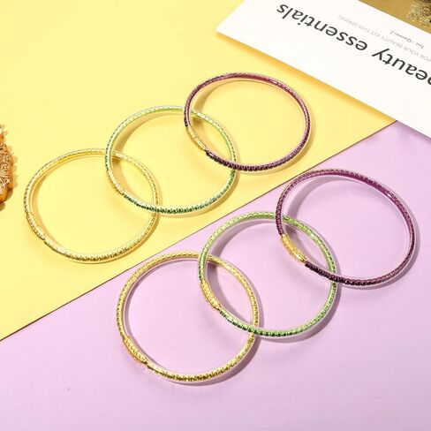 FAERLIIRY Mardi Gras Bracelets Glitter Jelly Bangles Glitter Filled Jelly Silicone Bracelets for Women Bracelets Set Waterproof Purple Green Gold Bangles Set in Saudi Arabia
