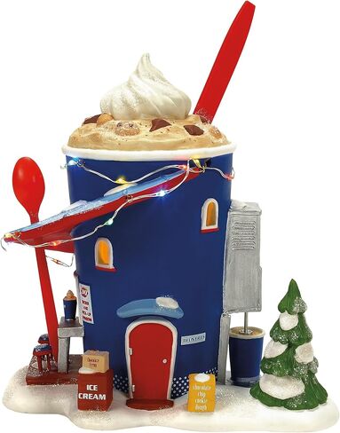 القسم 56 North Pole Village Dairy Queen تتنبأ بمبنى مضاء بعاصفة ثلجية ومجموعة تمثال، 8.07 بوصة، متعدد الألوان in Kuwait