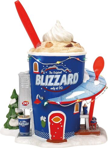 القسم 56 North Pole Village Dairy Queen تتنبأ بمبنى مضاء بعاصفة ثلجية ومجموعة تمثال، 8.07 بوصة، متعدد الألوان in Kuwait