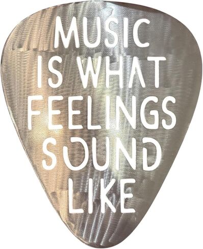 Top Brass Jumbo 16" Metal Guitar Pick Wall Art – “Music Is What Feelings Sound Like" Quote – Steel Wall Décor – Music Room, Studio, or Man Cave Art (Flame Torched) in Saudi Arabia
