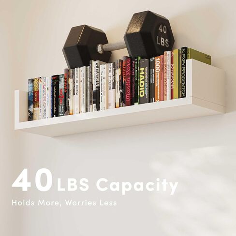 Wall Bookshelf, Set of 3, U Shaped Floating Bookshelf, Hanging Bookshelves for Wall, Wall Mounted Shelves for Living Room Bedroom Office (White, 17 Inches, 3) in Saudi Arabia