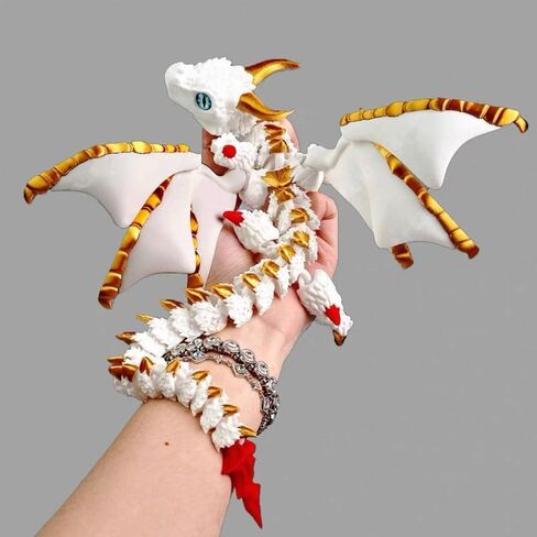11.8 Inch 3D Printed White Dragon with Wings Collectible Figurine for Home Office Executive Desk Decor in Saudi Arabia