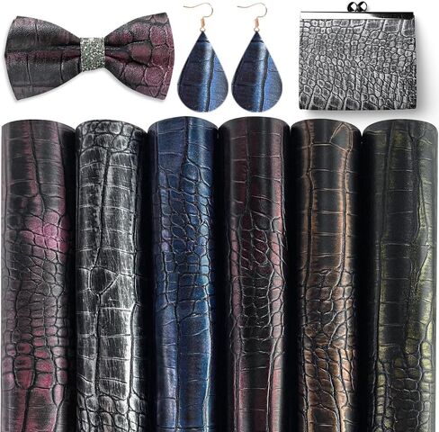 XHT 6 Pcs/Set Classical PU Faux Leather Sheet 8.3"x11.8" Distressed Retro PU Leather Vinyl Gothic Skull Rose DIY Upholstery and Home Accessories in Kuwait