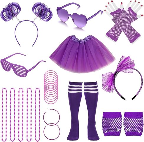 Vieyonmn 80s Outfit Women Costume Accessories Set Tutu Skirt Neno Party Leg Warmers Headband for Halloween Outfits Set in Kuwait