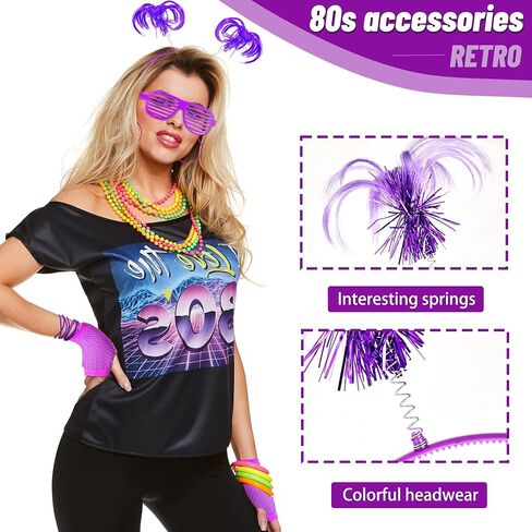 Vieyonmn 80s Outfit Women Costume Accessories Set Tutu Skirt Neno Party Leg Warmers Headband for Halloween Outfits Set in Kuwait