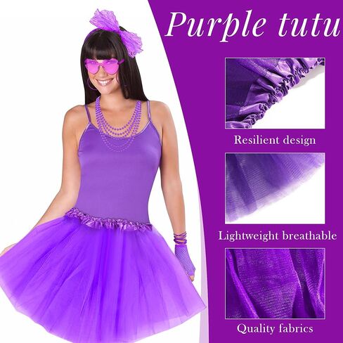 Vieyonmn 80s Outfit Women Costume Accessories Set Tutu Skirt Neno Party Leg Warmers Headband for Halloween Outfits Set in Kuwait