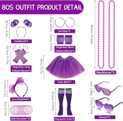 Vieyonmn 80s Outfit Women Costume Accessories Set Tutu Skirt Neno Party Leg Warmers Headband for Halloween Outfits Set in Kuwait