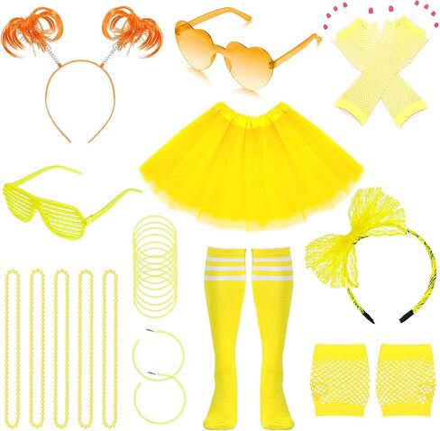 Vieyonmn 80s Outfit Women Costume Accessories Set Tutu Skirt Neno Party Leg Warmers Headband for Halloween Outfits Set in Kuwait