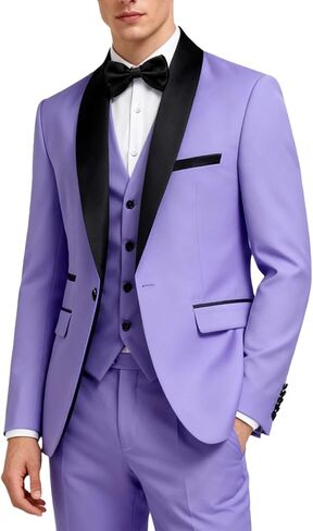 UNINUKOO Mens 3 Piece Suit Slim Fit Dress Tux Suits for Men Solid Color Wedding Classic Tuxedo Set in Saudi Arabia