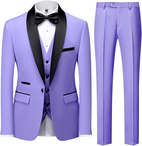 UNINUKOO Mens 3 Piece Suit Slim Fit Dress Tux Suits for Men Solid Color Wedding Classic Tuxedo Set in Saudi Arabia