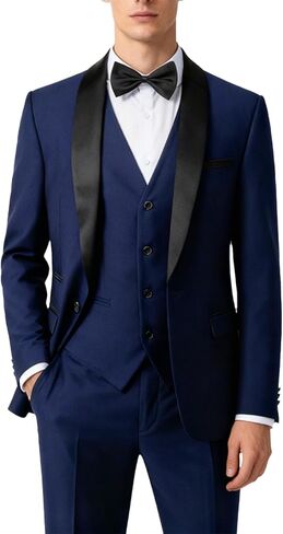 UNINUKOO Mens 3 Piece Suit Slim Fit Dress Tux Suits for Men Solid Color Wedding Classic Tuxedo Set in Saudi Arabia