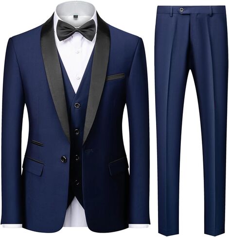UNINUKOO Mens 3 Piece Suit Slim Fit Dress Tux Suits for Men Solid Color Wedding Classic Tuxedo Set in Saudi Arabia