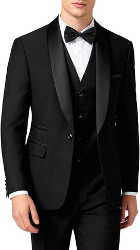 UNINUKOO Mens 3 Piece Suit Slim Fit Dress Tux Suits for Men Solid Color Wedding Classic Tuxedo Set in Saudi Arabia
