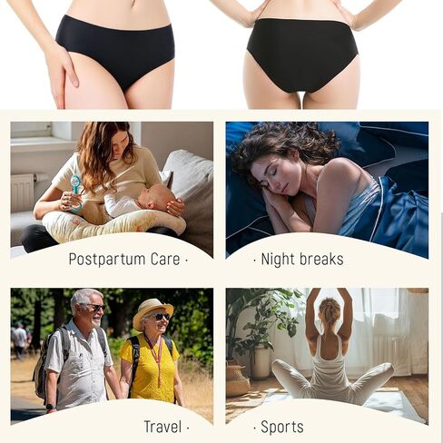 3pk Incontinence Underwear for Women 100ml Absorbency Leak Proof Underwear for Women Washable Womens Incontinence Panties for Incontinence Postpartum Bladder Leakage Protective Briefs Black-L in Saudi Arabia