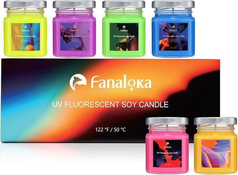 Mini 60g * 6 Pack UV Fluorescent Soy Wax Low Temperature Candles, Low Heat Body Safe Candle for Night Party, Unscented (122 °F (50°C), Peelable Wax) in Saudi Arabia