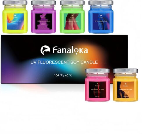 Mini 60g * 6 Pack UV Fluorescent Soy Wax Low Temperature Candles, Low Heat Body Safe Candle for Night Party, Unscented (122 °F (50°C), Peelable Wax) in Saudi Arabia