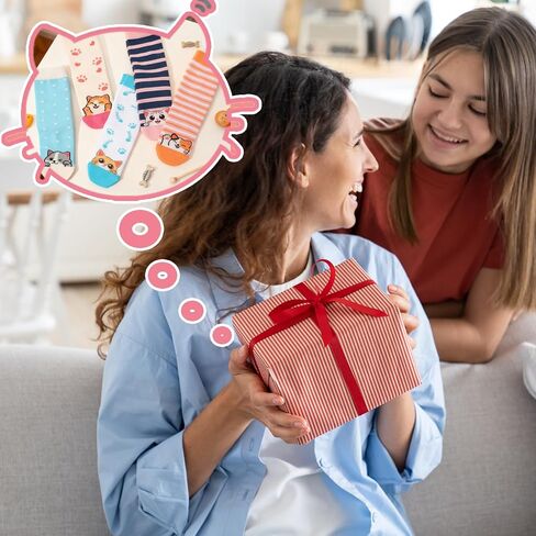 5 أزواج من الجوارب النسائية على شكل قطة مضحكة ومطبوعة على شكل حيوانات جوارب قطنية هدايا عيد الميلاد للنساء والفتيات لمحبي القطط مقاس أمريكي 6-9 in Kuwait