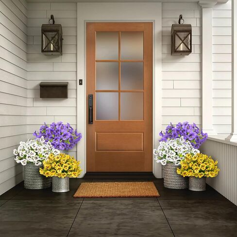 18 Bundles Artificial Flowers for Outdoor, UV Resistant Fake Pansy Flowers, Silk Faux Fowers for Outdoor Planters Home Garden Office Patio Front (Yellow/Purple/White) in Saudi Arabia