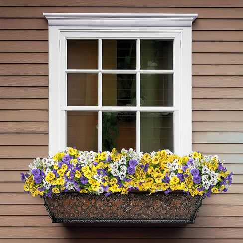 18 Bundles Artificial Flowers for Outdoor, UV Resistant Fake Pansy Flowers, Silk Faux Fowers for Outdoor Planters Home Garden Office Patio Front (Yellow/Purple/White) in Saudi Arabia
