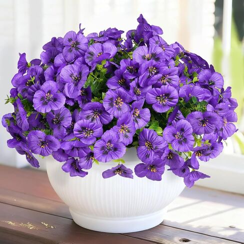 18 Bundles Artificial Flowers for Outdoor, UV Resistant Fake Pansy Flowers, Silk Faux Fowers for Outdoor Planters Home Garden Office Patio Front (Yellow/Purple/White) in Saudi Arabia
