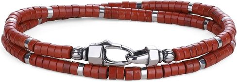 COAI Double Layered Heishi Beaded Bracelet for Men, Red Jasper African Turquoise Lapis Lazuli Gemstone Bracelet for Men in Saudi Arabia