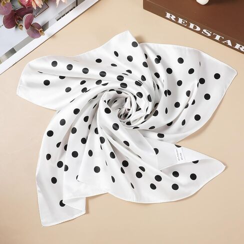 3 Pcs Chiffon Scarf Square Neck Scarf Polka Dot Bandana Square Handkerchief 1950s Vintage Bow Headband Head Scarves Bandana Headband Satin Scarves for Women and Girls, 70 x 70 cm (3 Styles) in Saudi Arabia