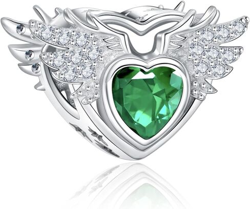 S925 Birthstone Charms for Pandora Bracelets and Necklaces, Birthstone Heart Charms with CZ Angel Wing, Birthday Christmas Mothers Day Valentine's Day Jewelry Gift Women in Saudi Arabia